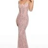 Formal Gowns Rachel Allan Prom - 7108 V-Neck Embellished Sequined Sheath Dress 1 Formal Gowns Rachel Allan Prom - 7108 V-Neck Embellished Sequined Sheath Dress