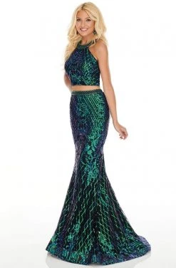 Rachel Allan Prom - 7110 Two-Piece Sequin Patterned Mermaid Gown Formal Gowns 5 Rachel Allan Prom - 7110 Two-Piece Sequin Patterned Mermaid Gown Formal Gowns