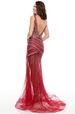 Formal Gowns Rachel Allan Prom - 7115 Beaded Deep V-Neck Tulle Trumpet Dress 13 Formal Gowns Rachel Allan Prom - 7115 Beaded Deep V-Neck Tulle Trumpet Dress