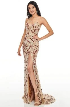 Rachel Allan Prom - 7117 Beaded Tulle V-Neck Sheath Dress Formal Gowns 6 Rachel Allan Prom - 7117 Beaded Tulle V-Neck Sheath Dress Formal Gowns