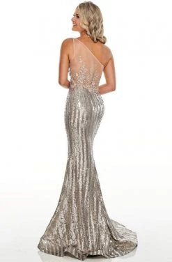 Formal Gowns Rachel Allan Prom - 7121 Asymmetrical Sequined Trumpet Dress 8 Formal Gowns Rachel Allan Prom - 7121 Asymmetrical Sequined Trumpet Dress