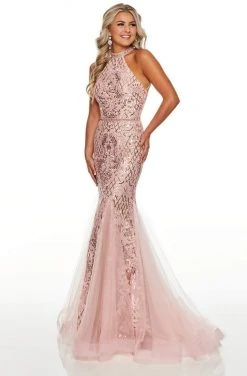 Rachel Allan Prom - 7123 Bedazzled High Halter Mermaid Dress