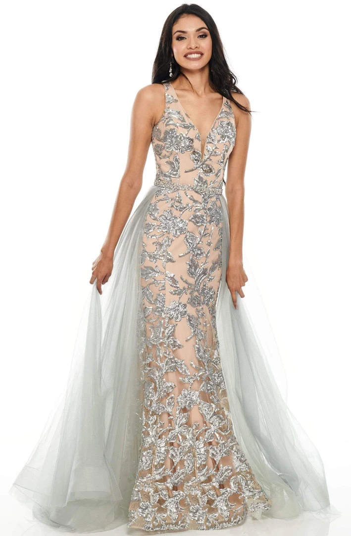 Rachel Allan Prom - 7130 Sexy V-Neck Sequin Sheer Back A-Line Dress 5 Rachel Allan Prom - 7130 Sexy V-Neck Sequin Sheer Back A-Line Dress