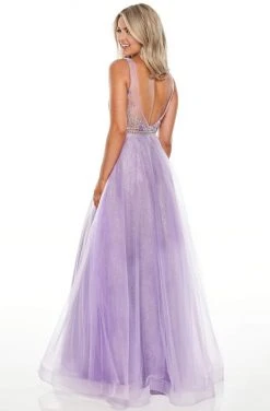 Formal Gowns Rachel Allan Prom - 7136 V-Neckline Embellished Bodice A-Line Dress
