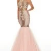 Rachel Allan Prom - 7142 Embellished Halter Tulle Mermaid Dress Formal Gowns