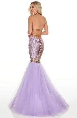 Rachel Allan Prom - 7142 Embellished Halter Tulle Mermaid Dress Formal Gowns