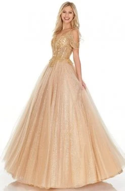 Rachel Allan Prom - 7143 Corset Illusion Bodice Glitter Tulle Gown