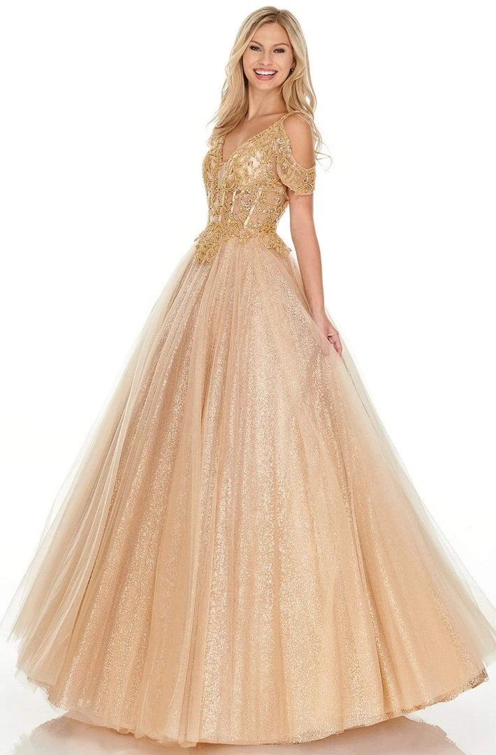 Rachel Allan Prom - 7143 Corset Illusion Bodice Glitter Tulle Gown 4 Rachel Allan Prom - 7143 Corset Illusion Bodice Glitter Tulle Gown