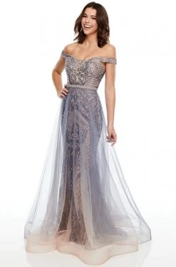 Rachel Allan Prom - 7164 Off-Shoulder Bedazzled Sheath Dress