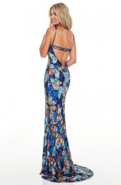 Formal Gowns Rachel Allan Prom - 7166 Sweetheart Patterned Sequin Sheath Dress