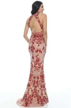 Rachel Allan Prom - 7194 Sequined Halter Neck Trumpet Dress