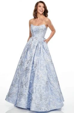 Rachel Allan Prom - Strapless Metallic Ballgown 7104 - 1 Pc Periwinkle In Size 06 Available Formal Gowns