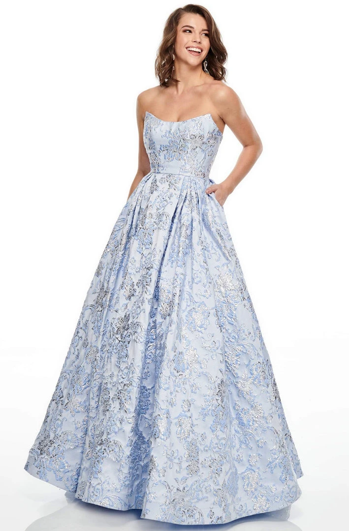 Rachel Allan Prom - Strapless Metallic Ballgown 7104 - 1 Pc Periwinkle In Size 06 Available Formal Gowns 3 Rachel Allan Prom - Strapless Metallic Ballgown 7104 - 1 Pc Periwinkle In Size 06 Available Formal Gowns