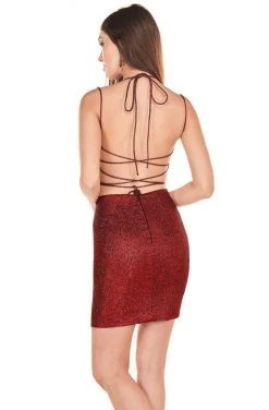 Cocktail Dresses Rachel Allan Shorts - 4081 Two-Piece Metallic Short Sheath Dress