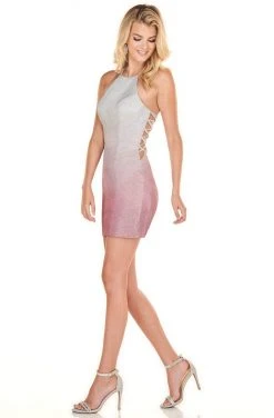 Cocktail Dresses Rachel Allan Shorts - 4088 Halter Glitter Strappy Back Sheath Dress