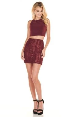 Rachel Allan Shorts - 4118 Two-Piece Jewel Short Sheath Dress Cocktail Dresses