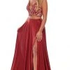 Formal Gowns Rachel Allan - Two Piece Beaded V-Neck Jersey A-Line Gown 7209 - 1 Pc Burgundy In Size 2 Available 1 Formal Gowns Rachel Allan - Two Piece Beaded V-Neck Jersey A-Line Gown 7209 - 1 Pc Burgundy In Size 2 Available