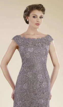 Formal Gowns Rina Di Montella - Lace Applique Scalloped Bateau Trumpet Dress RD1919 - 1 Pc Pewter In Size 10 Available 8 Formal Gowns Rina Di Montella - Lace Applique Scalloped Bateau Trumpet Dress RD1919 - 1 Pc Pewter In Size 10 Available