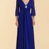Formal Gowns Rina Di Montella - RD2028 Brooch Accented Angel Sleeve Chiffon Gown