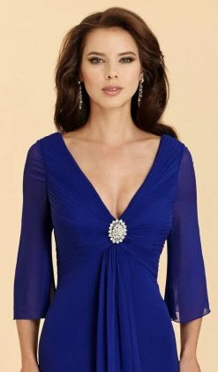 Formal Gowns Rina Di Montella - RD2028 Brooch Accented Angel Sleeve Chiffon Gown