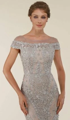 Formal Gowns Rina Di Montella - RD2403 Lace Applique Illusion Bateau Sheath Gown