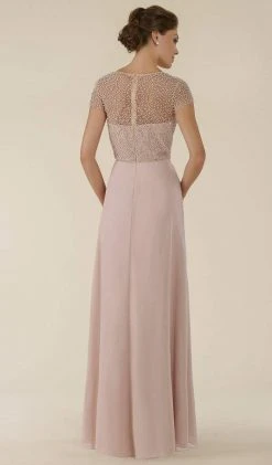 Rina Di Montella - RD2430 Pearl Beaded Illusion Bateau Chiffon Gown Formal Gowns