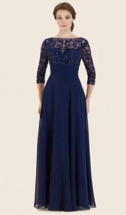 Formal Gowns Rina Di Montella - RD2626 Embellished Illusion Bateau Chiffon Dress