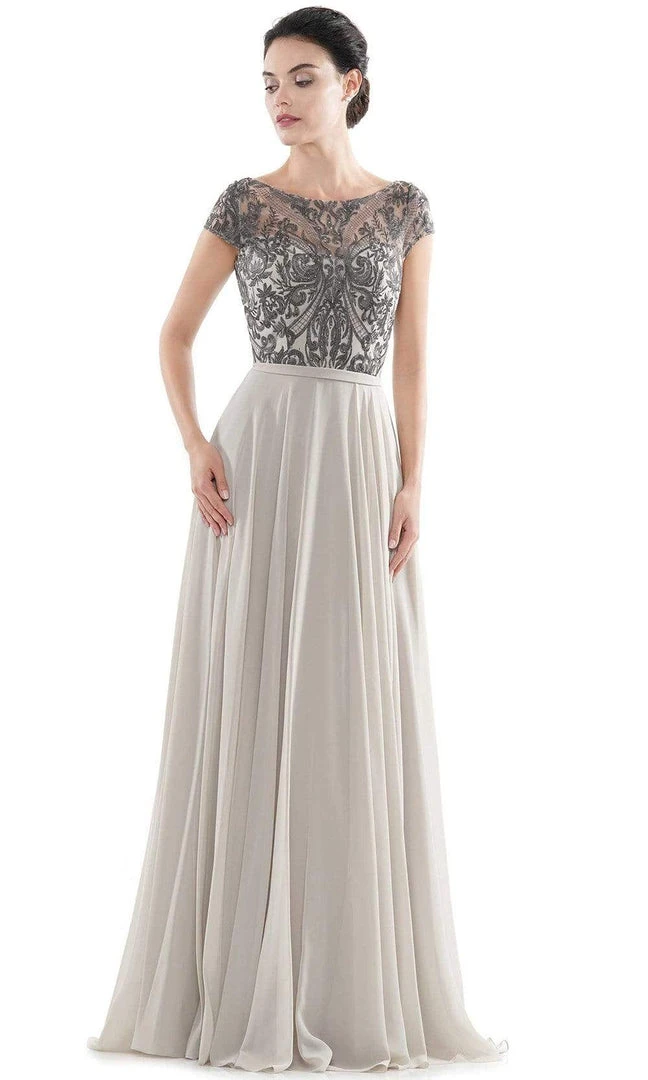 Formal Gowns Rina Di Montella - Sheer Neck Embroidered Bodice Chiffon Gown RD2719 - 3 Pcs Taupe In Sizes 6, 8 And 10 Available 3 Formal Gowns Rina Di Montella - Sheer Neck Embroidered Bodice Chiffon Gown RD2719 - 3 Pcs Taupe In Sizes 6, 8 And 10 Available