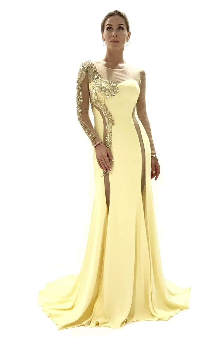 Saboroma - 4040 Embellished Illusion Bateau Trumpet Dress 5 Saboroma - 4040 Embellished Illusion Bateau Trumpet Dress