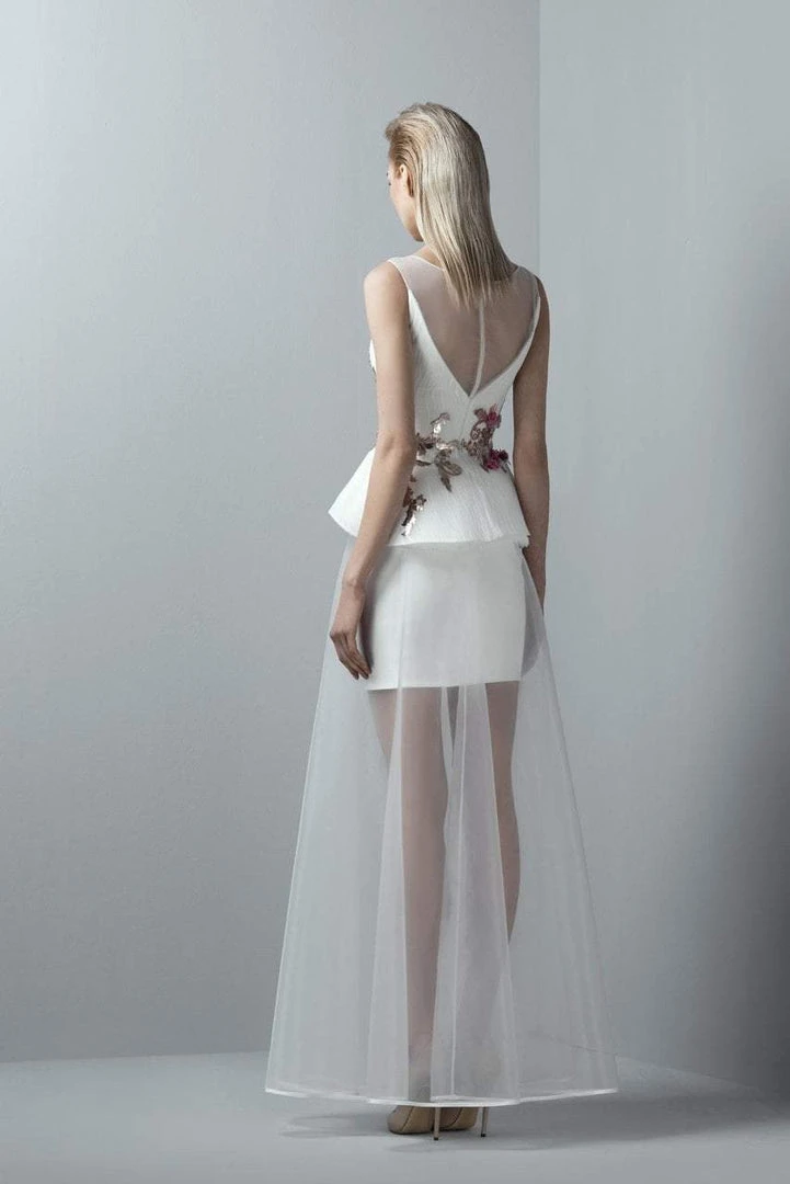 Formal Gowns Saiid Kobeisy - 3352 Illusion Appliqued Peplum Detail Gown 5 Formal Gowns Saiid Kobeisy - 3352 Illusion Appliqued Peplum Detail Gown