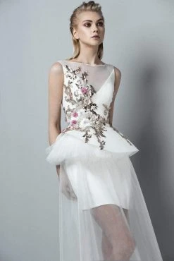 Formal Gowns Saiid Kobeisy - 3352 Illusion Appliqued Peplum Detail Gown 7 Formal Gowns Saiid Kobeisy - 3352 Illusion Appliqued Peplum Detail Gown