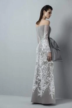 Saiid Kobeisy - 3370 Long Sleeved Illusion Jewel Sheath Dress Formal Gowns