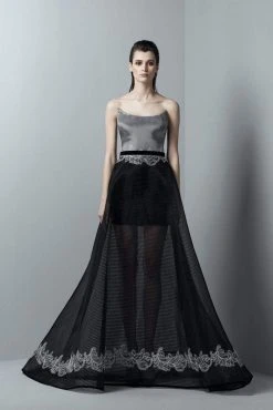 Saiid Kobeisy - 3372 Modified Scoop Metallic A-line Dress Formal Gowns