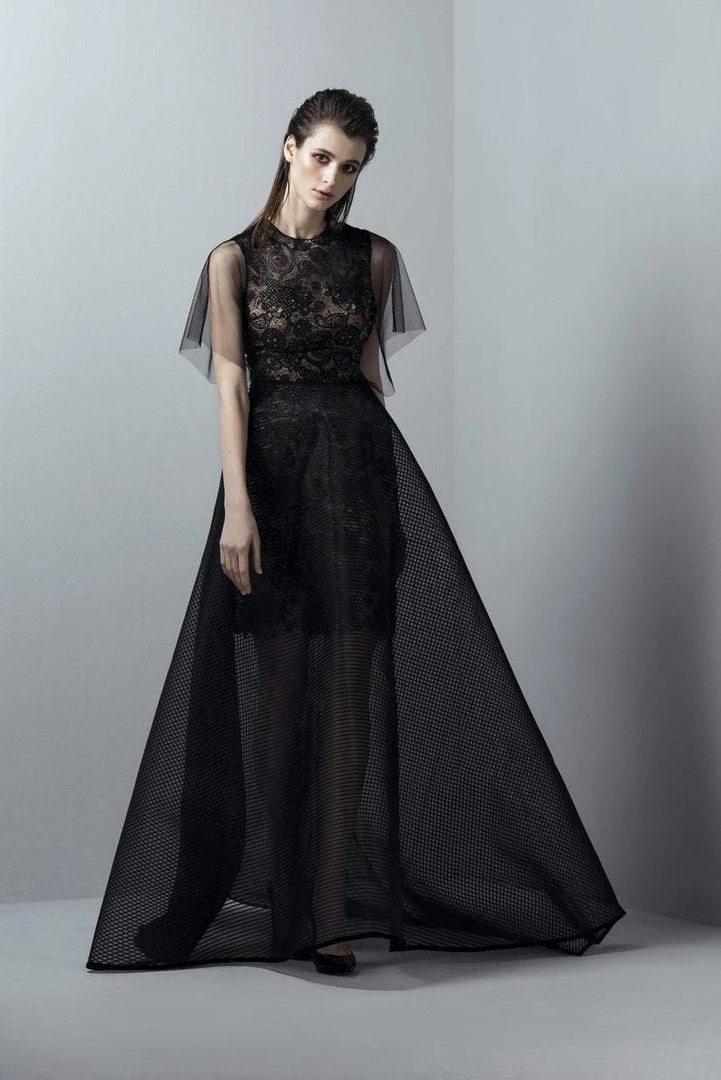 Saiid Kobeisy - 3373 Lace Jewel Tulle A-line Dress Formal Gowns 3 Saiid Kobeisy - 3373 Lace Jewel Tulle A-line Dress Formal Gowns