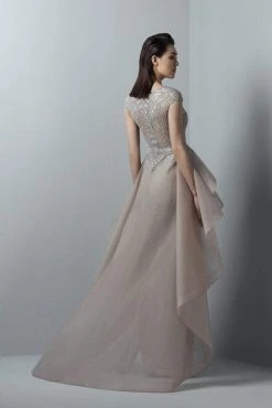 Saiid Kobeisy - 3375 Lace Illusion Bateau Dress With Overskirt Formal Gowns
