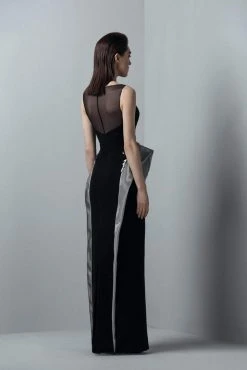 Saiid Kobeisy - 3379 Embellished Sheer Bateau Column Dress Formal Gowns 5 Saiid Kobeisy - 3379 Embellished Sheer Bateau Column Dress Formal Gowns