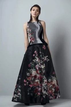Saiid Kobeisy - 3381 Haltered Floral Embellished Gown Formal Gowns
