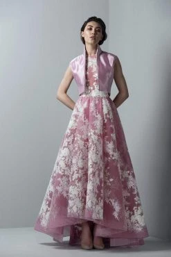 Saiid Kobeisy - 3385 Lace Appliqued Tulle High Low Gown Formal Gowns