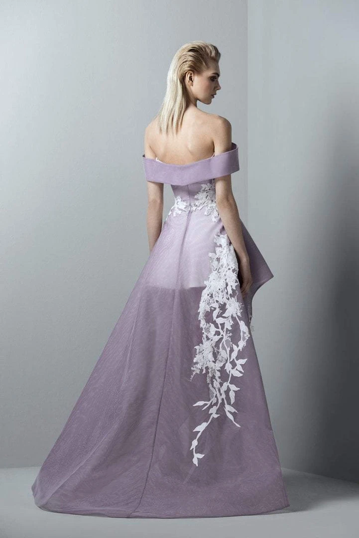 Formal Gowns Saiid Kobeisy - 3386 Off-Shoulder High Low Tulle Gown 4 Formal Gowns Saiid Kobeisy - 3386 Off-Shoulder High Low Tulle Gown