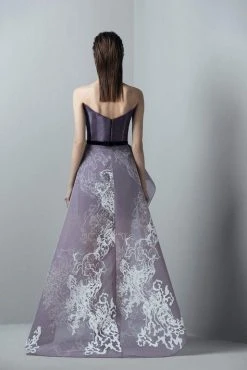 Saiid Kobeisy - 3387 Metallic Strapless High Low Tulle Gown