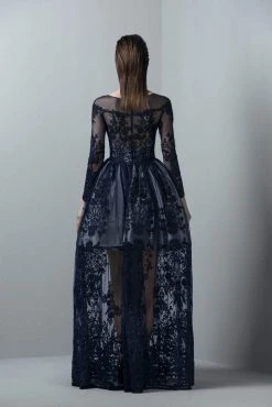 Saiid Kobeisy - 3393 Long Sleeve Illusion Tulle Brode Gown