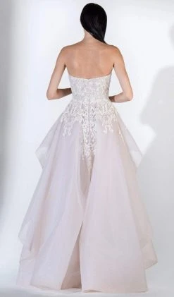 Saiid Kobeisy - 3405 Strapless Trailing Floral Adorned Tulle Gown