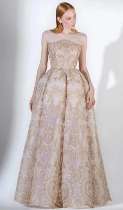 Saiid Kobeisy - 3410 Embroidered Sheer Cap Sleeves Ballgown Formal Gowns