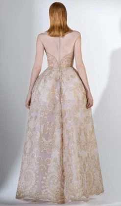 Saiid Kobeisy - 3410 Embroidered Sheer Cap Sleeves Ballgown Formal Gowns