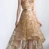 Saiid Kobeisy - 3413 Sheer Gold Sequined High Low Gown 2 Saiid Kobeisy - 3413 Sheer Gold Sequined High Low Gown