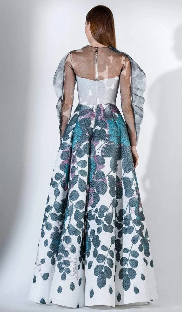 Formal Gowns Saiid Kobeisy - 3419 Printed Illusion Neck Tulle Ballgown 4 Formal Gowns Saiid Kobeisy - 3419 Printed Illusion Neck Tulle Ballgown