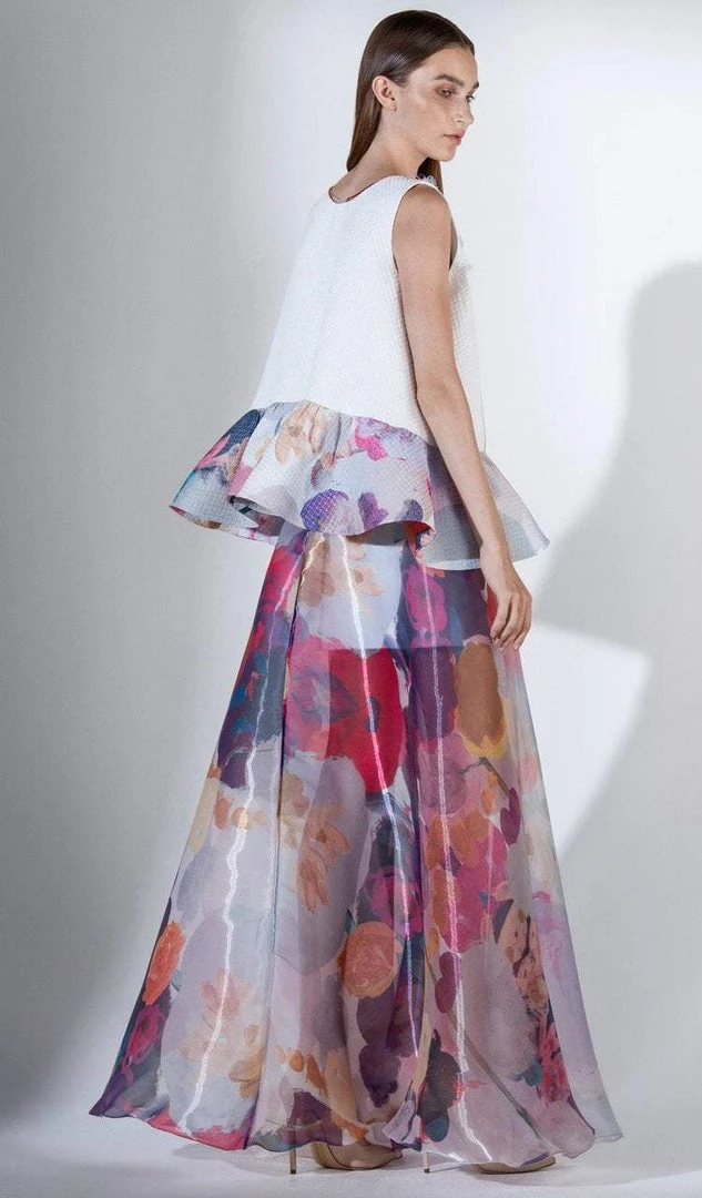 Saiid Kobeisy - 3422 Multi-Colored Tulle Organdy A-line Dress Formal Gowns 4 Saiid Kobeisy - 3422 Multi-Colored Tulle Organdy A-line Dress Formal Gowns