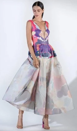 Saiid Kobeisy - 3423 Multi-Colored Tulle Brocade A-line Dress Formal Gowns