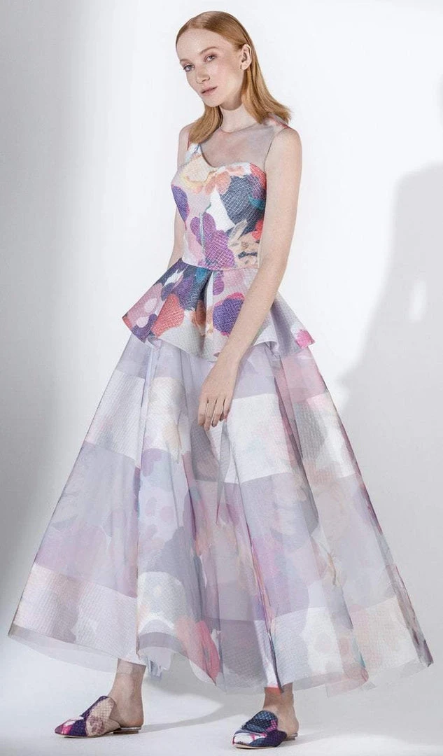 Saiid Kobeisy - 3426 Multi-Colored Brocade And Tulle A-line Dress Formal Gowns 3 Saiid Kobeisy - 3426 Multi-Colored Brocade And Tulle A-line Dress Formal Gowns