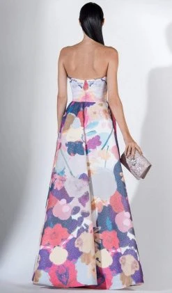 Formal Gowns Saiid Kobeisy - 3428 Multi-Colored Brocade A-line Dress With Slit